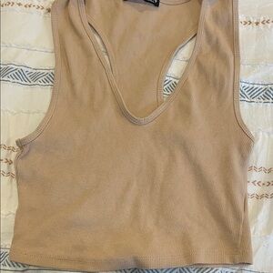 Zara Tan Ribbed Tank Top